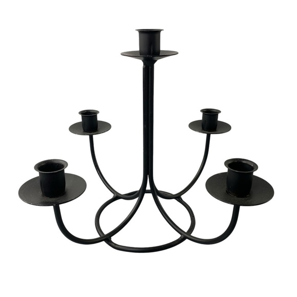 Source Unknown Other - 5 Arm Black Metal Taper Centerpiece Candleholder